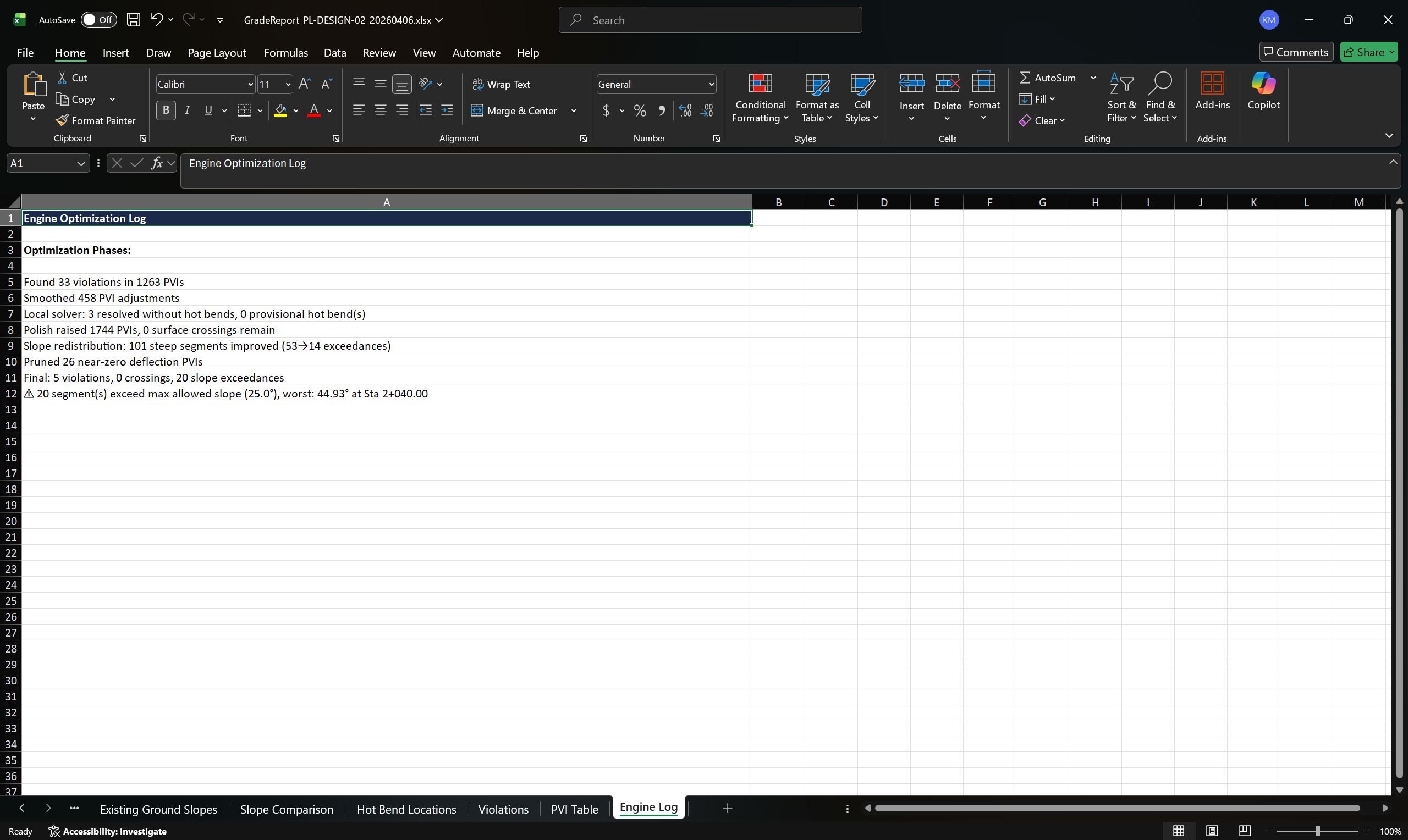 Engine Optimization Log — step-by-step optimization phases